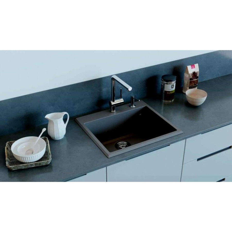 Мойка кухонная Omoikiri Tedori 57-BL 4993980, 57 см, tetogranit, черный