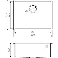 Мойка кухонная Omoikiri Tedori 54-U-BL 4993988, 55 см, tetogranit, черный