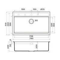 Мойка кухонная Omoikiri Kitagawa 79-LB-GB 4993996, 79 см, artceramic, цвет графит
