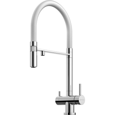 Смеситель для кухонной мойки Omoikiri Kanto PVD-C 4994015, с подключением к фильтру, хром/белый