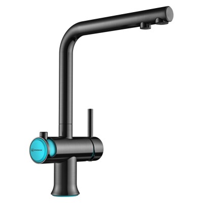 Смеситель Omoikiri Hotaru B 4994029 для кухни под фильтр, воронёная сталь, gunmetal с голубым