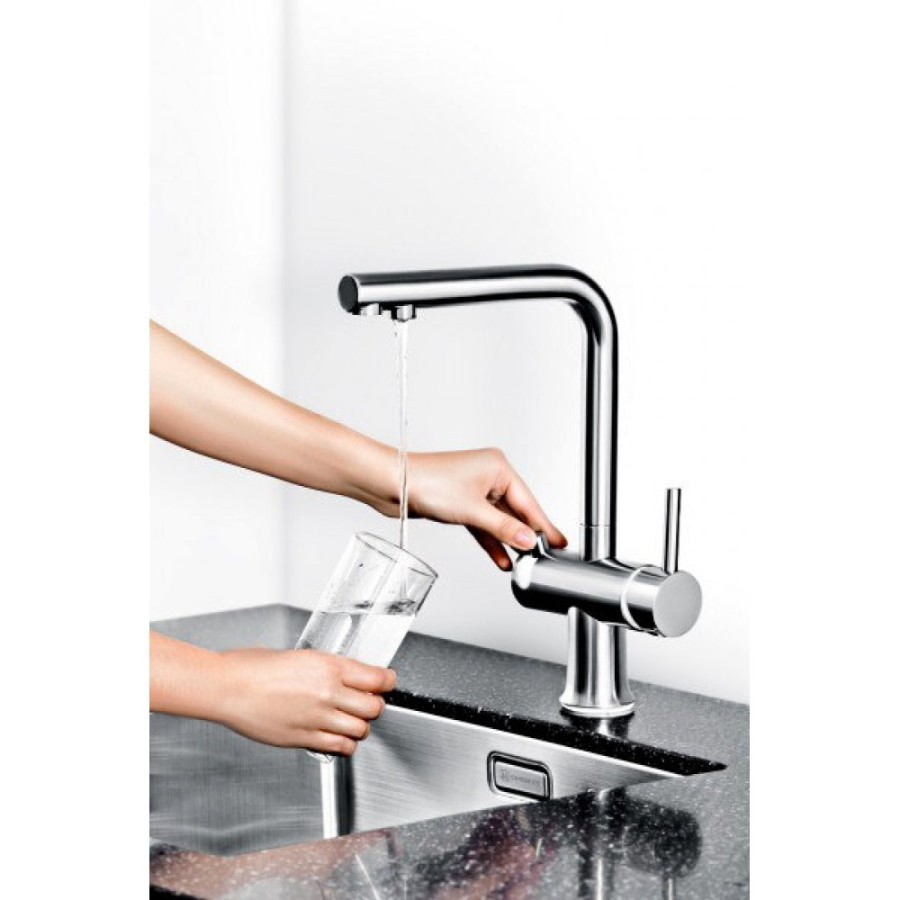 Смеситель Omoikiri Hotaru CH-WH 4994051 для кухни под фильтр, хром с белым