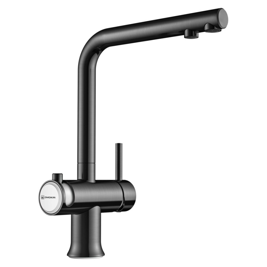 Смеситель Omoikiri Hotaru GM-WH 4994053 для кухни под фильтр, воронёная сталь, gunmetal с белым