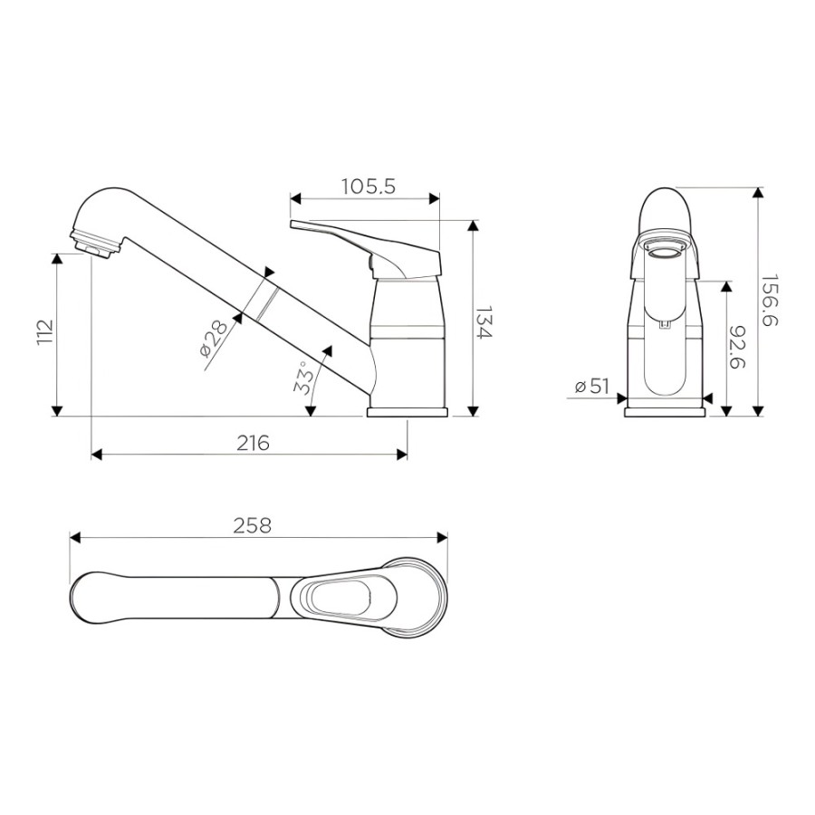 Смеситель для кухни Omoikiri Tateyama-S C 4994115 с выдвижным изливом, хром