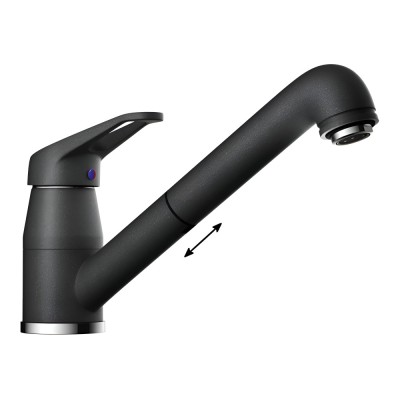 Смеситель для кухни Omoikiri Tateyama-S BL 4994136 с выдвижным изливом, черный и хром