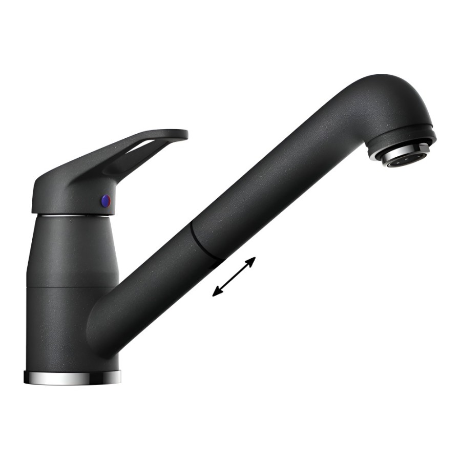 Смеситель для кухни Omoikiri Tateyama-S BL 4994136 с выдвижным изливом, черный и хром