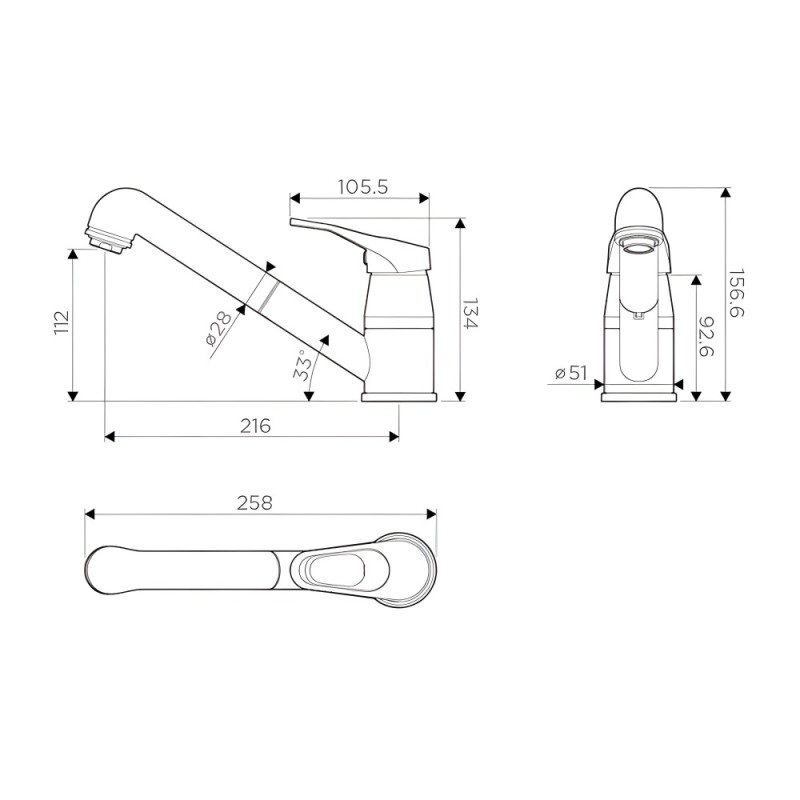 Смеситель для кухни Omoikiri Tateyama-S CA 4994174 с выдвижным изливом, карамель и хром