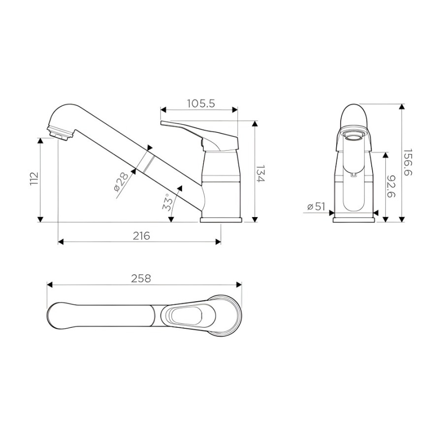 Смеситель для кухни Omoikiri Tateyama-S CA 4994174 с выдвижным изливом, карамель и хром