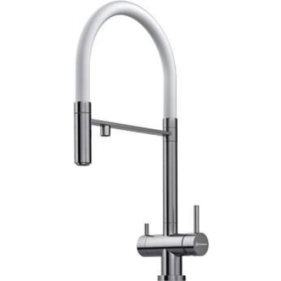 Смеситель для кухонной мойки Omoikiri Kanto-BN-WH 4994298 с подключением к фильтру, белый/нержавеющая сталь