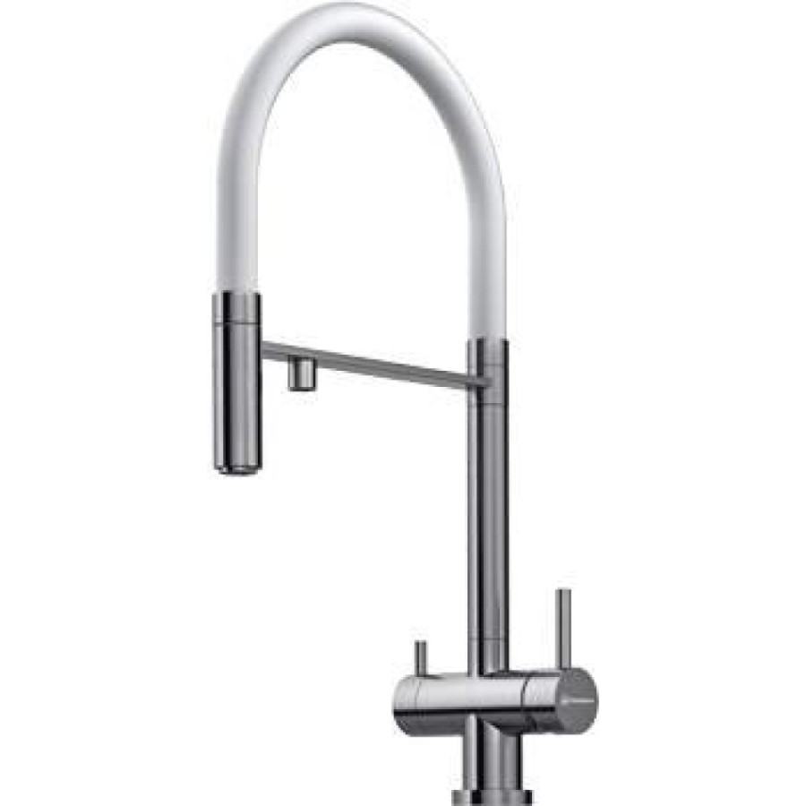 Смеситель для кухонной мойки Omoikiri Kanto-BN-WH 4994298 с подключением к фильтру, белый/нержавеющая сталь