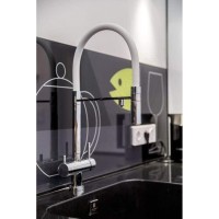 Смеситель для кухонной мойки Omoikiri Kanto-BN-WH 4994298 с подключением к фильтру, белый/нержавеющая сталь