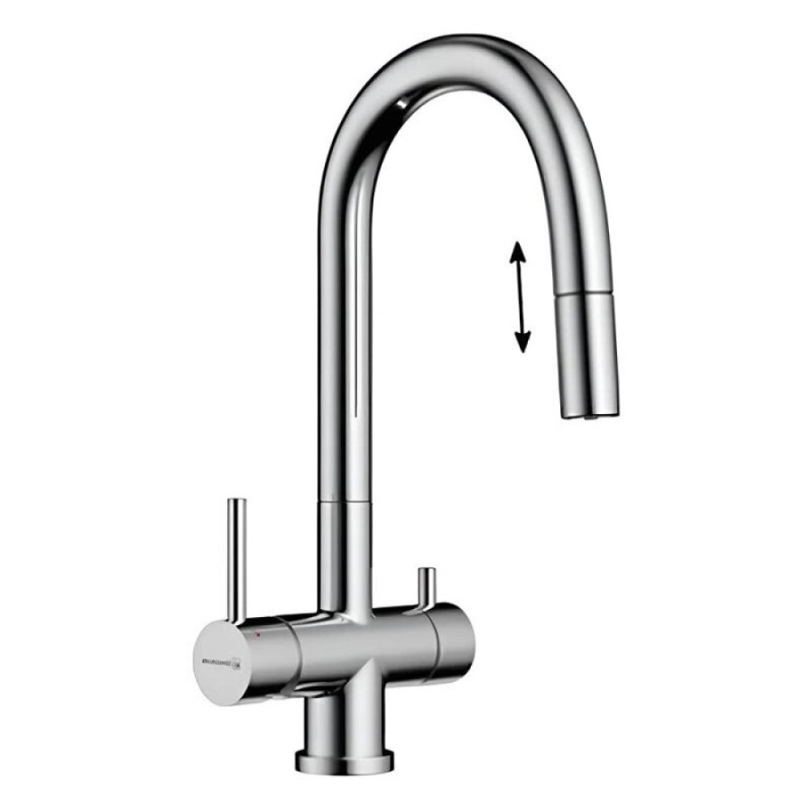 Смеситель Omoikiri Akita-S-C 4994330, биканальный с выдвижным изливом, цвет хром