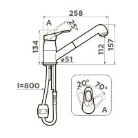 Смеситель для кухни Omoikiri Tateyama-S 4994365, с выдвижным изливом, цвет графит