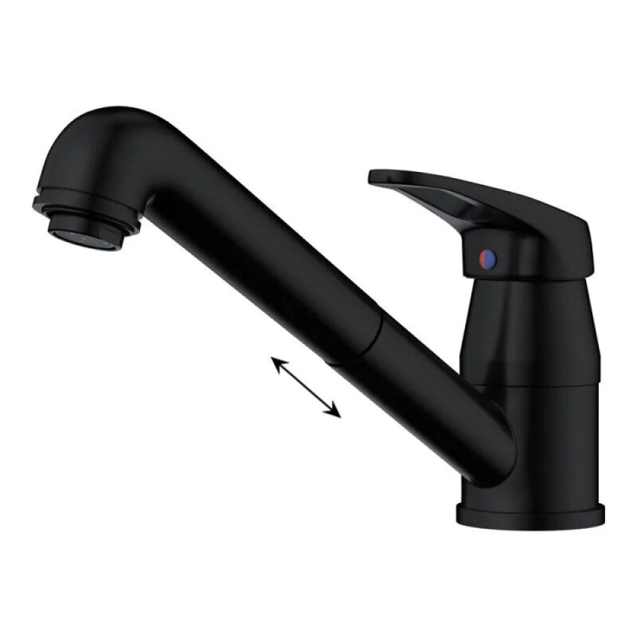 Смеситель для кухни Omoikiri Tateyama-S 4994365, с выдвижным изливом, цвет графит