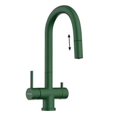 Смеситель Omoikiri Akita-S RG 4994437 для кухонной мойки под фильтр, PVD-покрытие, royal green матовый