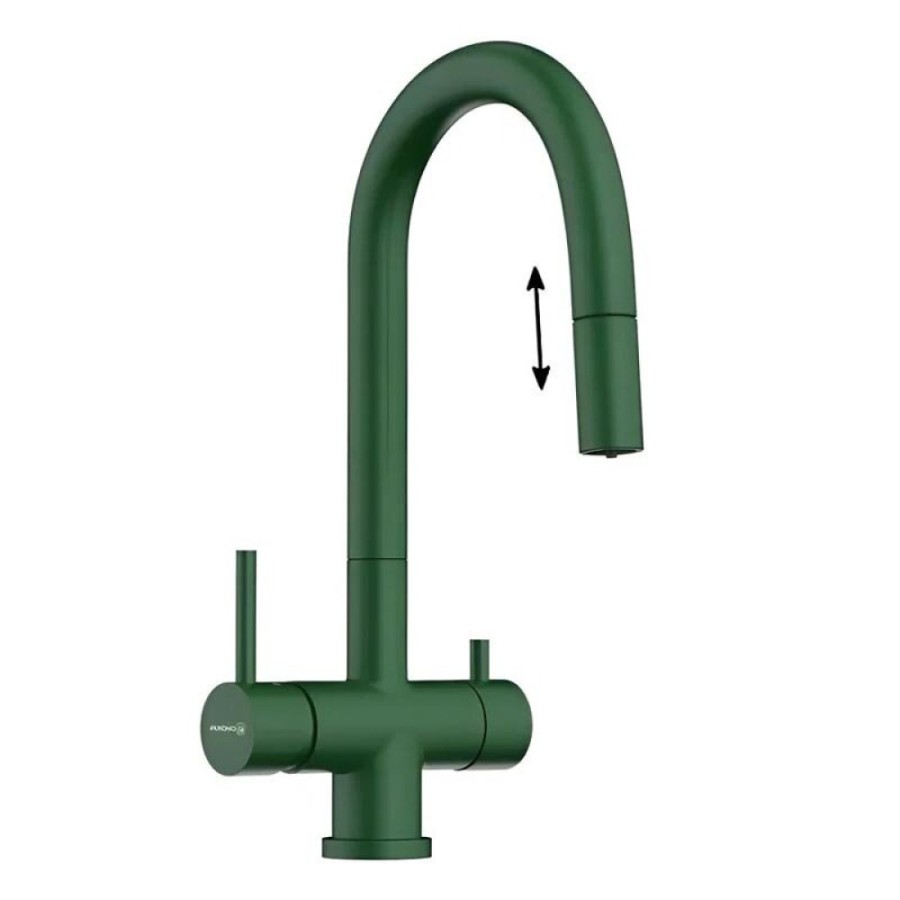 Смеситель Omoikiri Akita-S RG 4994437 для кухонной мойки под фильтр, PVD-покрытие, royal green матовый