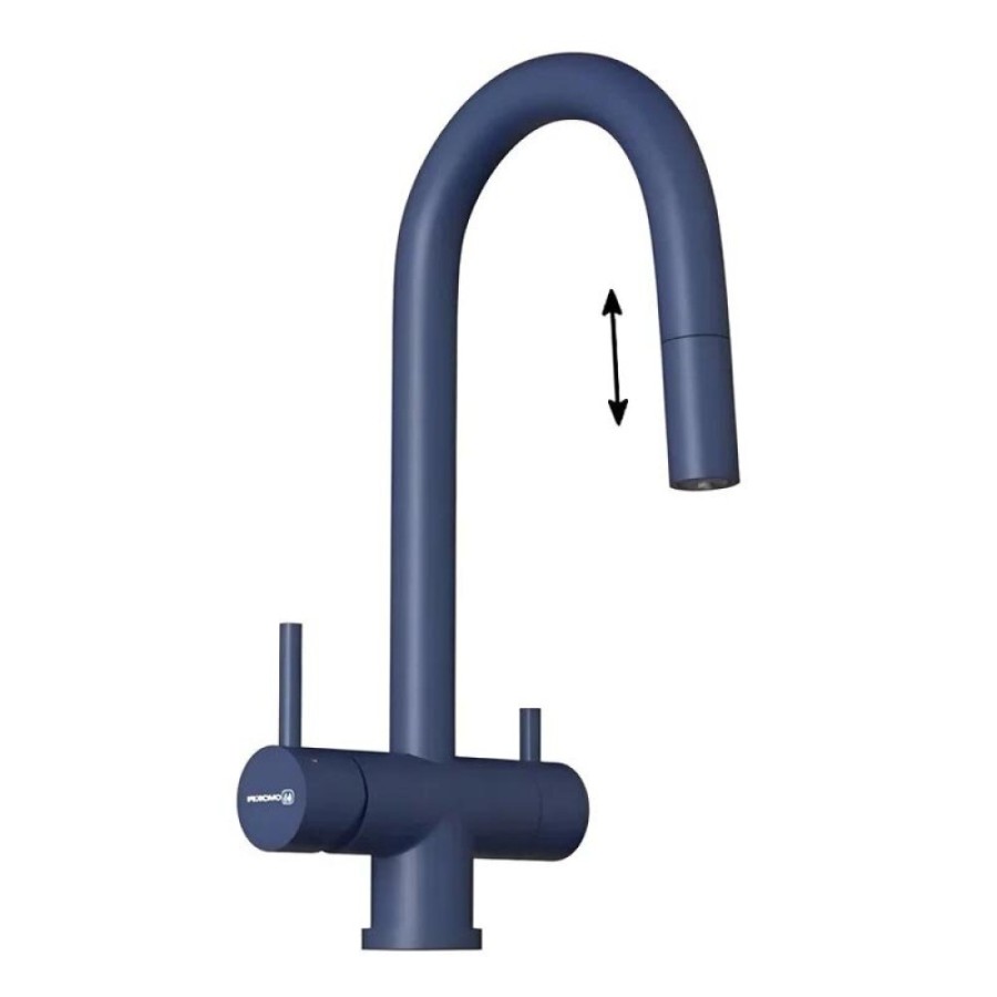 Смеситель Omoikiri Akita-S IB 4994438 для кухонной мойки под фильтр, PVD-покрытие, indigo blue матовый