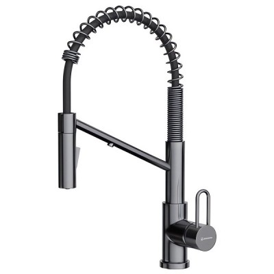 Смеситель для кухонной мойки Omoikiri Mikawa 2 Plus-SB-GM 4994454, с выдвижным изливом, воронёная сталь, gunmetal