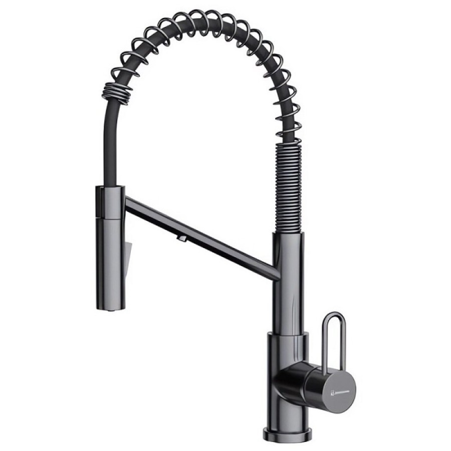 Смеситель для кухонной мойки Omoikiri Mikawa 2 Plus-SB-GM 4994454, с выдвижным изливом, воронёная сталь, gunmetal