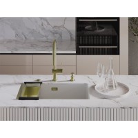 Смеситель Omoikiri Tahara-SB lg 4994528 для кухонной мойки, с подключением к фильтру, золото светлое