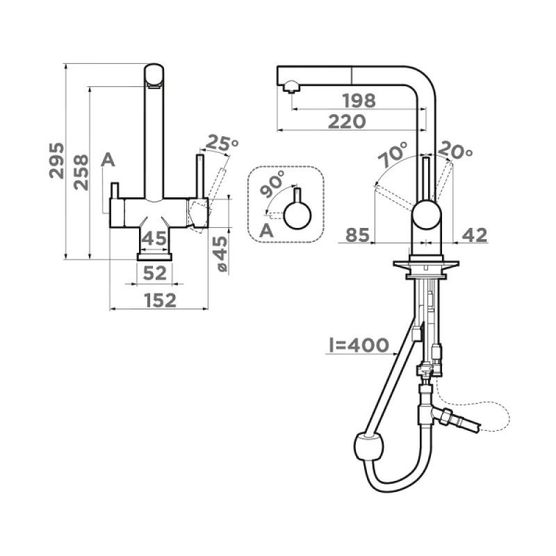 Смеситель Omoikiri Takamatsu-S 4994562, с подключением к фильтру, цвет leningrad grey