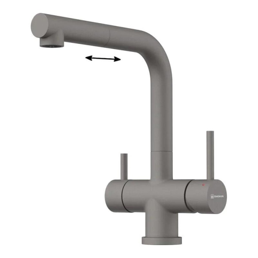 Смеситель Omoikiri Takamatsu-S 4994562, с подключением к фильтру, цвет leningrad grey
