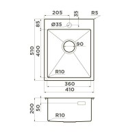 Мойка кухонная Omoikiri Akisame 41-GB 4997011, 41 см, цвет графит