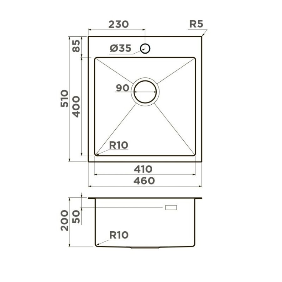 Мойка кухонная Omoikiri Akisame 46-GB 4997012, 46 см, цвет графит