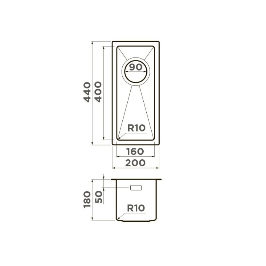 Кухонная мойка Omoikiri Taki 20-U/IF 4997015, 20 см, цвет графит