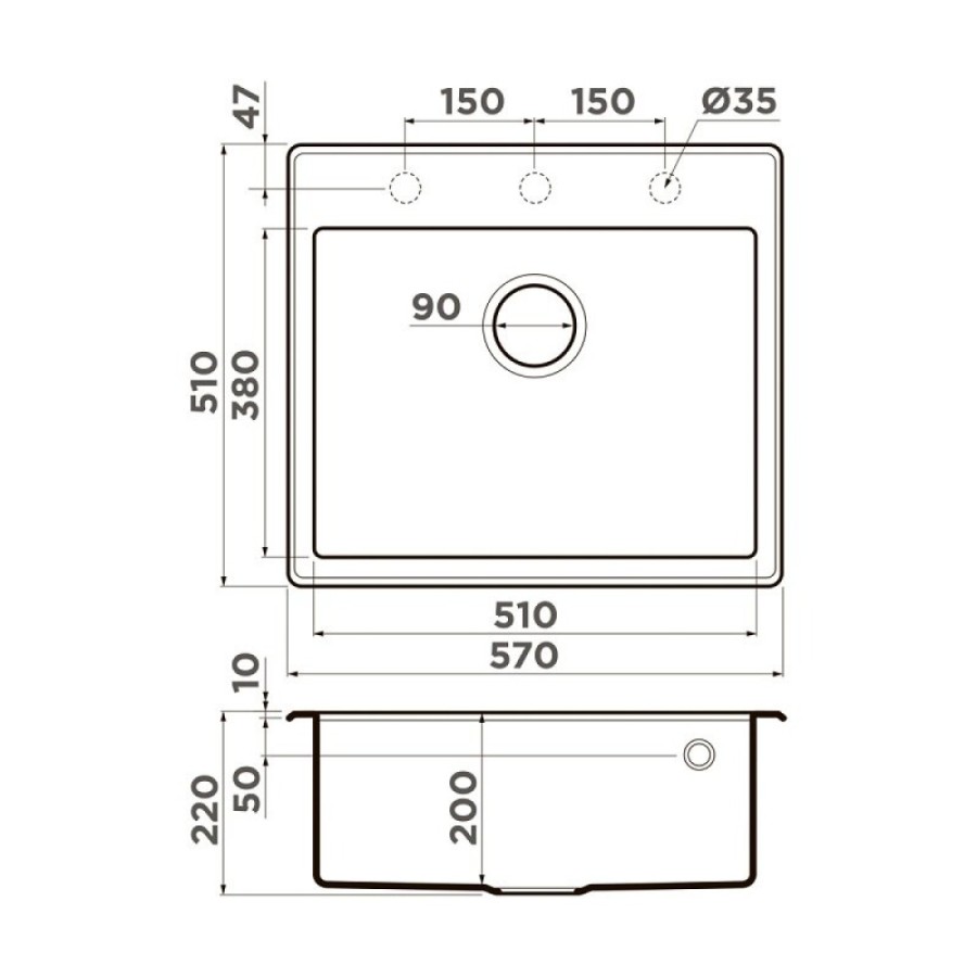 Кухонная мойка Omoikiri Taki 54-U/IF-GB 4997019, 54 см, цвет графит