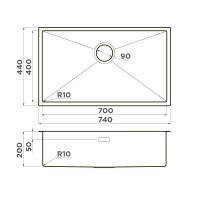 Кухонная мойка Omoikiri Taki 74-U/IF 4997020, 74 см, цвет графит