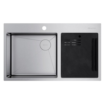 Мойка кухонная Omoikiri Akisame 86-2 Side-IN 4997021, 86 см, цвет нержавеющая сталь