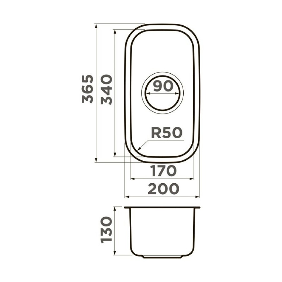 Кухонная мойка Omoikiri Omi 20-U-IN 4997022, 20 см, цвет нержавеющая сталь