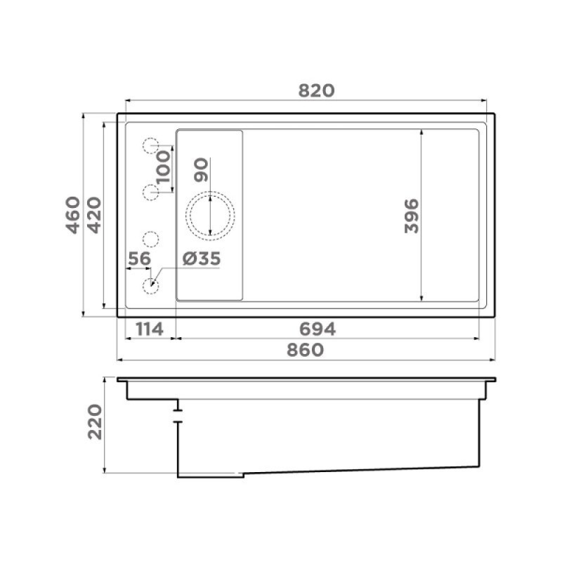 Мойка кухонная Omoikiri Kinaru Pro 86-U/I-GB 4997027, 86 см, artceramic, цвет графит