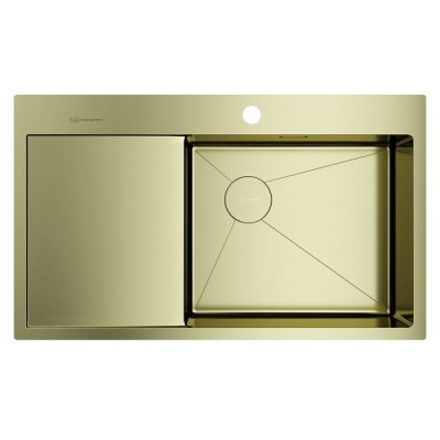 Мойка кухонная Omoikiri Akisame 86-L/R Side-GB 4997045/4997046, 86 см, крыло слева/справа, цвет светлое золото