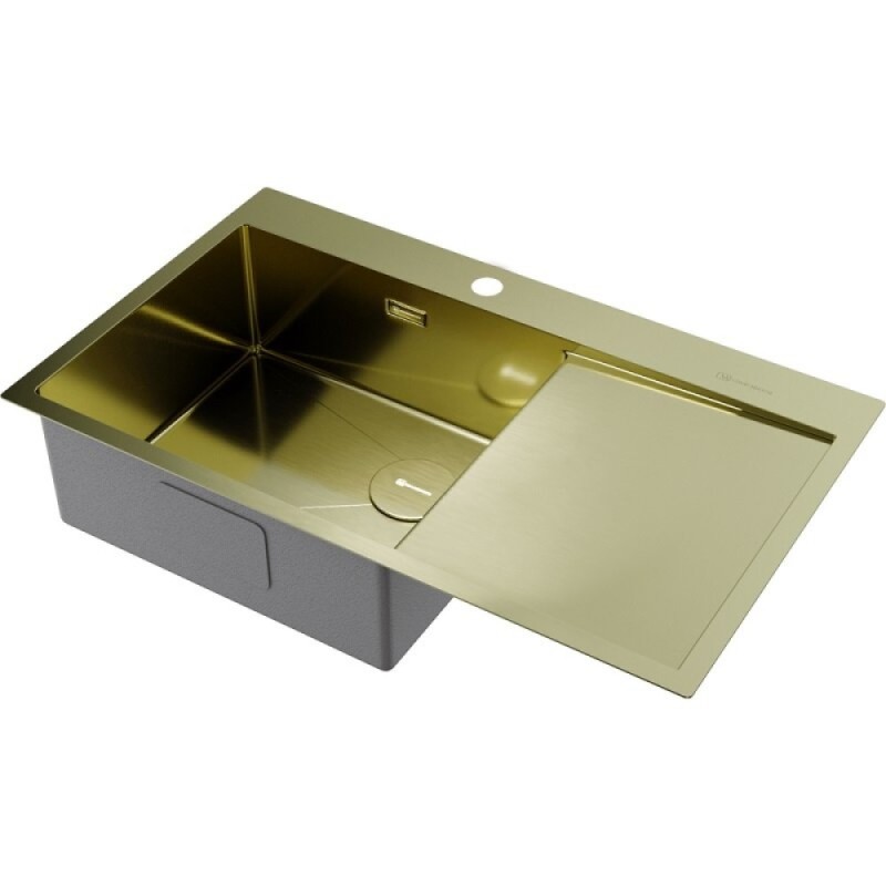 Мойка кухонная Omoikiri Akisame 86-L/R Side-GB 4997045/4997046, 86 см, крыло слева/справа, цвет светлое золото