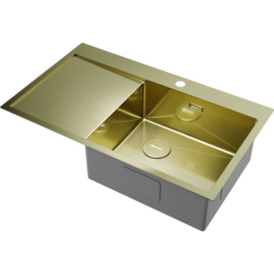 Мойка кухонная Omoikiri Akisame 86-L/R Side-GB 4997045/4997046, 86 см, крыло слева/справа, цвет светлое золото