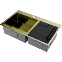 Мойка кухонная Omoikiri Akisame 86-2 Side-LG 4997048, 86 см, цвет светлое золото