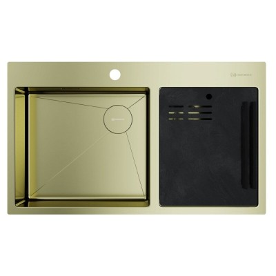 Мойка кухонная Omoikiri Akisame 86-2 Side-LG 4997048, 86 см, цвет светлое золото
