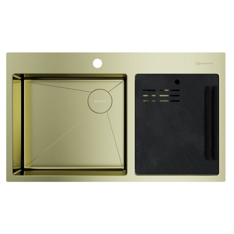 Мойка кухонная Omoikiri Akisame 86-2 Side-LG 4997048, 86 см, цвет светлое золото