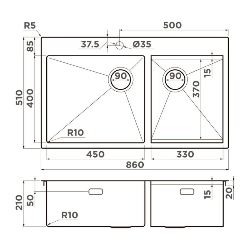 Мойка кухонная Omoikiri Akisame 86-2 Side-LG 4997048, 86 см, цвет светлое золото