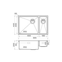 Мойка кухонная Omoikiri Taki 69-2-U/IF-SIDE LG-L 4997051 нержавеющая сталь, левая, светлое золото