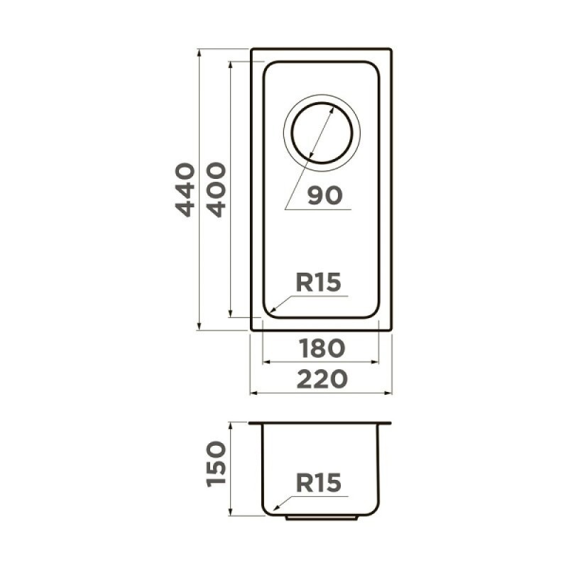 Мойка кухонная Omoikiri Tadzava 22-U/I Ultra 15-IN 4997112, 22 см, цвет нержавеющая сталь