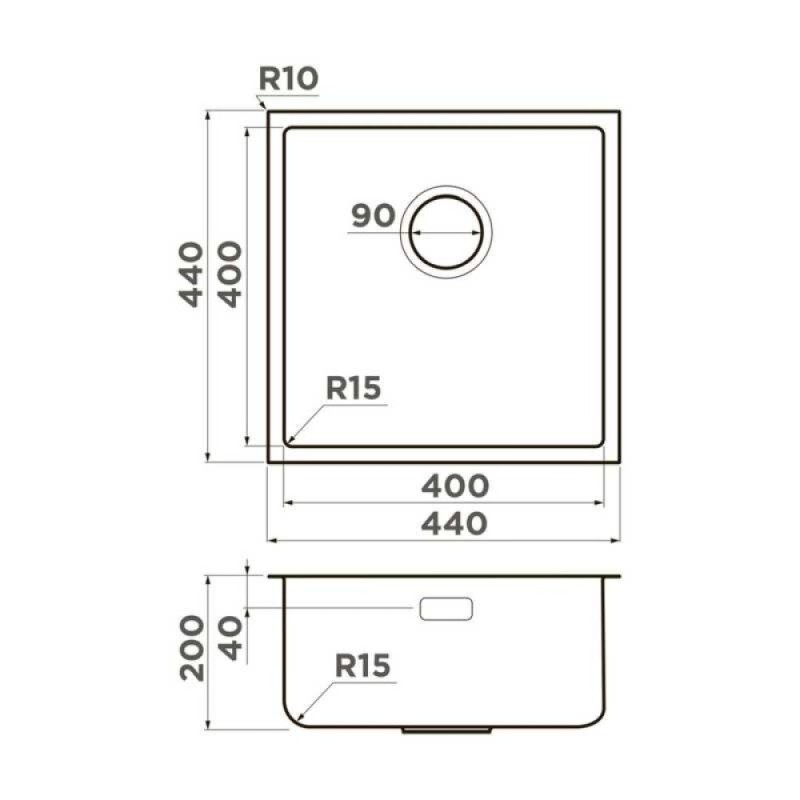 Мойка кухонная Omoikiri Tadzava 4997114 44-U/I Ultra 15 IN, нержавеющая сталь
