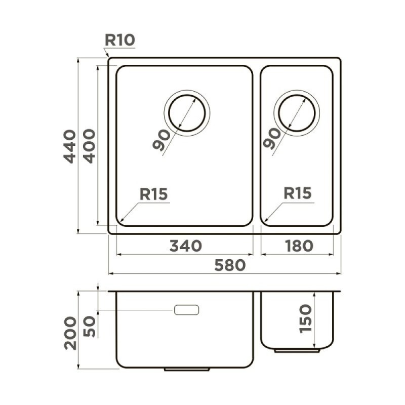 Кухонная мойка Omoikiri Tadzava Ultra 4997117/4997118, 58 см, левая/правая, цвет нержавеющая сталь