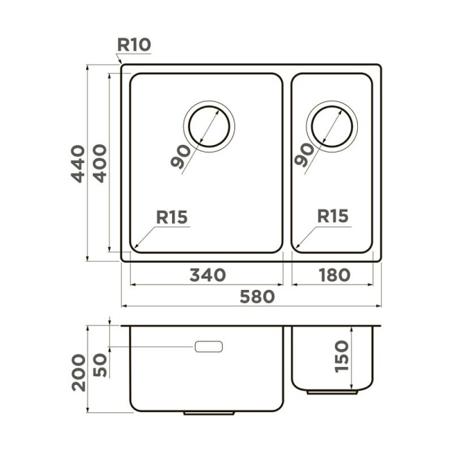 Кухонная мойка Omoikiri Tadzava Ultra 4997117/4997118, 58 см, левая/правая, цвет нержавеющая сталь