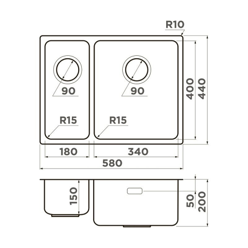 Кухонная мойка Omoikiri Tadzava Ultra 4997117/4997118, 58 см, левая/правая, цвет нержавеющая сталь