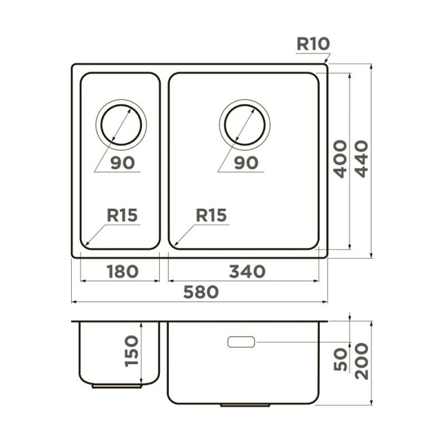 Кухонная мойка Omoikiri Tadzava Ultra 4997117/4997118, 58 см, левая/правая, цвет нержавеющая сталь