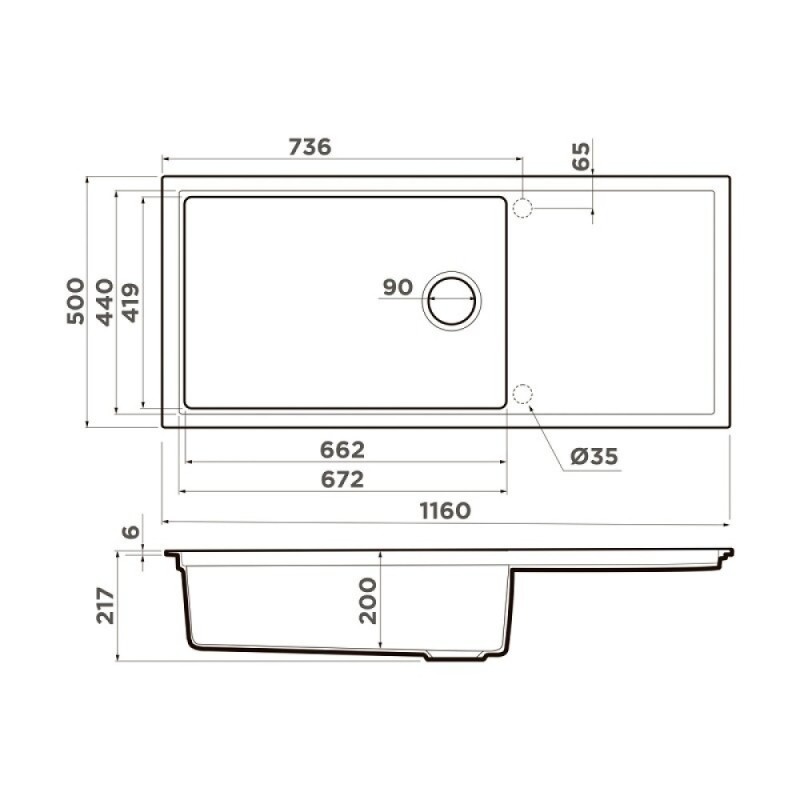 Кухонная мойка Omoikiri Sintesi 4997124, 116 см, artceramic, цвет leningrad grey