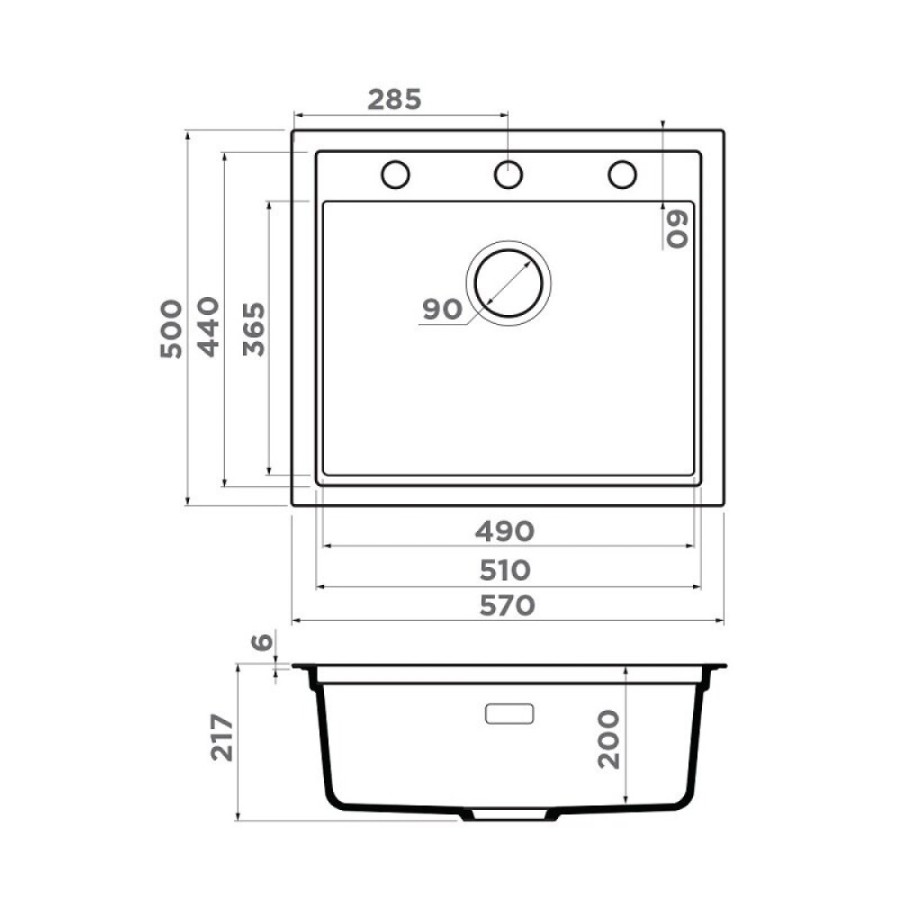 Кухонная мойка Omoikiri Sintesi 57 GB 4997140, 57 см, artceramic, цвет графит